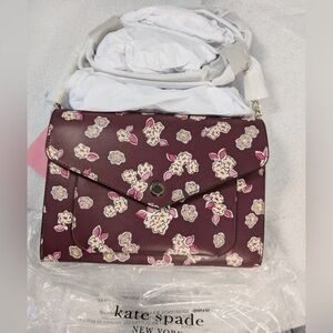 NWOT Kate Spade Tinsel Flap Crossbody - Frosted Floral Deep Berry